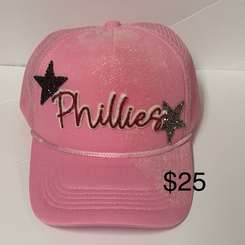 Pink Glitter Phillies Cap with Stars
